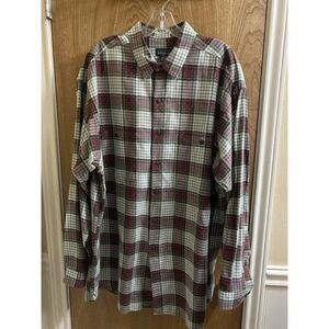 PATAGONIA Long Sleeve Shirt Green Red Plaid Button Down Polka Dots Cotton Sz XL